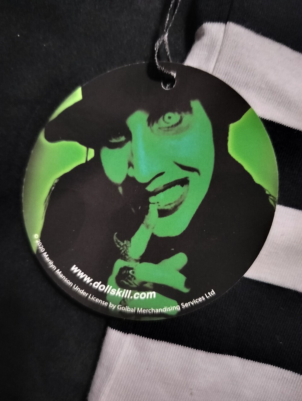 NWT Rare Dolls Kill Marilyn Manson Black & White Striped Tank Neon Green Medium - Picture 4 of 8